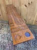 Large Table Size Cribbage Board with Hair Pin Legs