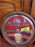 ROUND OLD MILWAUKEE BEER MIRROR 18.5 X 22