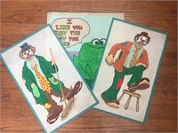 Lot of 3 Vintage Painted Felt Pictures