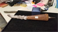 Vintage African Tribal Knife w/ 3 Blades Wood