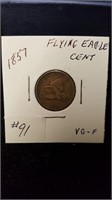 1857 Flying Eagle Cent VG-F Condition