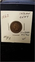 1862 Indian Head Cent Copper Nickel VF