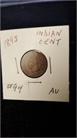 1893 Indian Head Cent AU Condition