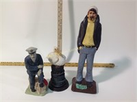 Fisherman figurines x2 and nautical pelican