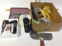 Extension cord, flashlight, tap and die set
