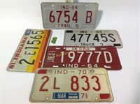 Indiana license plates from 1980s and 1970