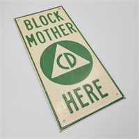 Cold War Era Metal Block Mother Sign