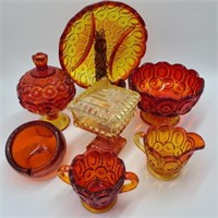 Lot of Vintage Amberina Style Glass