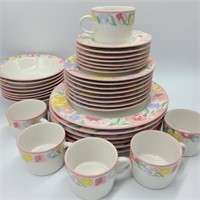 35 Pieces of Newcor Floral Motif Stoneware