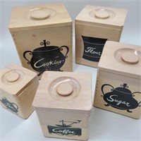 Wooden Nesting Kitchen Canister Set