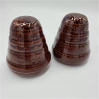 Brown USA Pottery Pepper Shakers