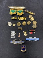 Huge Vintage Military Patch Pin Badge & Knife Lot
