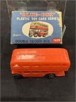 Vintage Blue Box Double Decker Bus Car Toy In Box