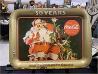 Vintage 1984 Coca Cola Big Bear Santa Tray