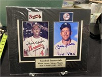 Matted Mickey Mantle & Hank Aaron Signed Photos