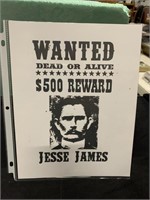 Jessie James Wanted Poster Sign