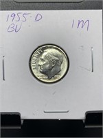 1955-D BU ROOSEVELT SILVER DIME