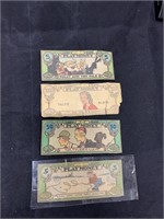 Lot of 4 Vintage Comic Strip Play Money-Mac