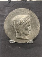 Vintage Dante Aligheri Stone Coin 4 1/2"