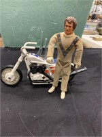 Vintage Original Evel Knievel Doll and Motorcycle