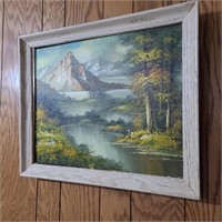 Vintage Lake Scene on Canvas