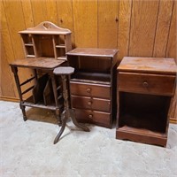 Lot of Small Vintage Tables w/ Heart Shelf