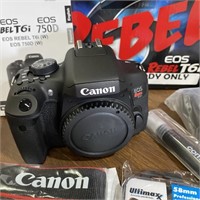 NEW CANON REBEL T6i IN BOX WITH PICTURED ITEMS