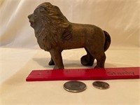 Vintage cast iron lion bank