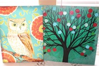 OWL PAINT AND TREE PRINT ON CANVAS-PIER ONE