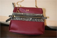 H BY HALSTON-BURGUNDY OR DEEP RED PURSE