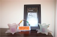 DEPT 56 SIGN, 2 CANDLES, LOVE STORY SIGN