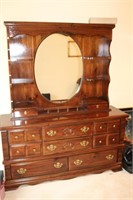 DRRESSER W/OVAL MIRROR AND SHELVES