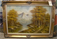 L184- 36x42 Fall Scenery  Signed  Oil Painting