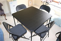 COSCO BLOK CARD TABLE AND 4 CHAIRS-LIKE NEW