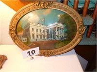 CONVEX GLASS REVERSED WHITEHOUSE PAINTING