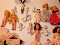 LOT OF DOLLS, PARTS & CLOTHES