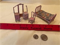 Vintage metal doll furniture, bedroom, as is