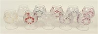 Set of 10 Bohemian Cut Crystal Brandy Snifters