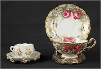 Meissen and Hand Painted Nippon Cups & Saucers