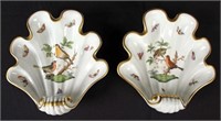 Two Herend Hungry Rothschild Bird Dishes