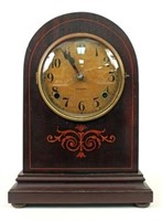 Gilbert Inlaid Mahogany 8 day Mantle Clock