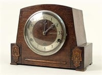 English Oak Mantle Clock Chime Hour & Ea. 1/4 Hour