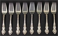 8 Wallace Meadow Rose Sterling Salad Forks