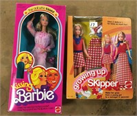 Growing Up Skipper 1974, Kissing Barbie 1978, Boxs