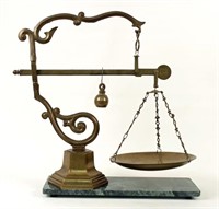 Antique Italian Brass & Marble Market Scales