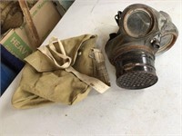 ANTIQUE GAS MASK AND BAG