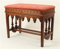 19th C. Gothic Walnut Lift-Top Stool