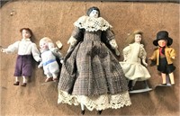 Small Antique Dolls, Bisque, Porcelain, Comp.