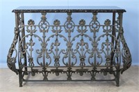French Marble Top Wrought Iron Console Table