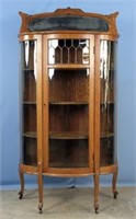 Oak Curved & Leaded Glass China Cabinet
